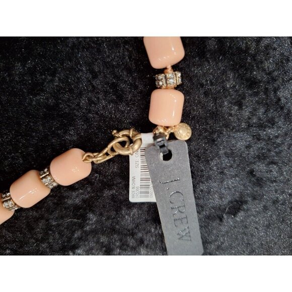 NWT J. Crew Peach Lucite Barrel Necklace With Gold-Tone & Rhinestone Accents-Vin - Picture 5 of 7
